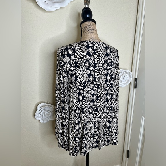 NTM: Savanna Jane Aztec Print Black & Cream Tunic Sz Large - Picture 15 of 16